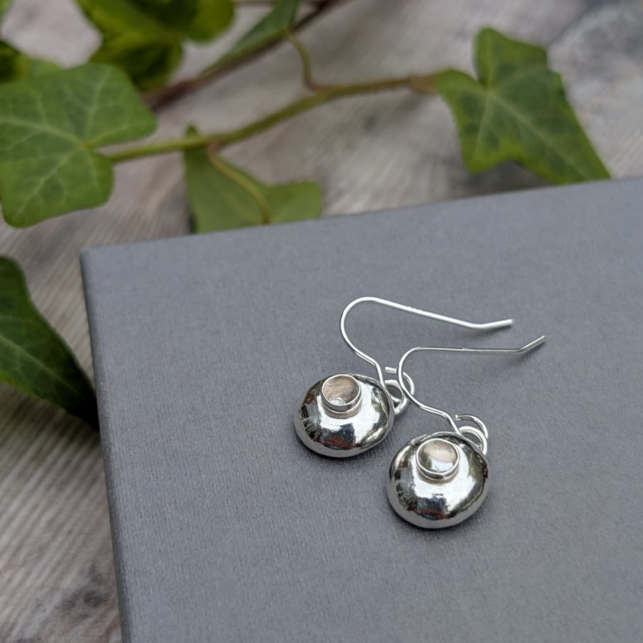 Sterling Silver Pebble Earrings with Crystal Quartz Stones - JBJ1094