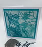 Original gelli print seaweed greetings card. - Image 2