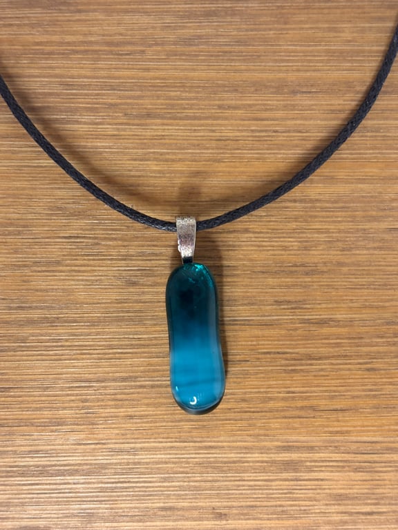 Fused Glass Sea Green and Blue Pendant