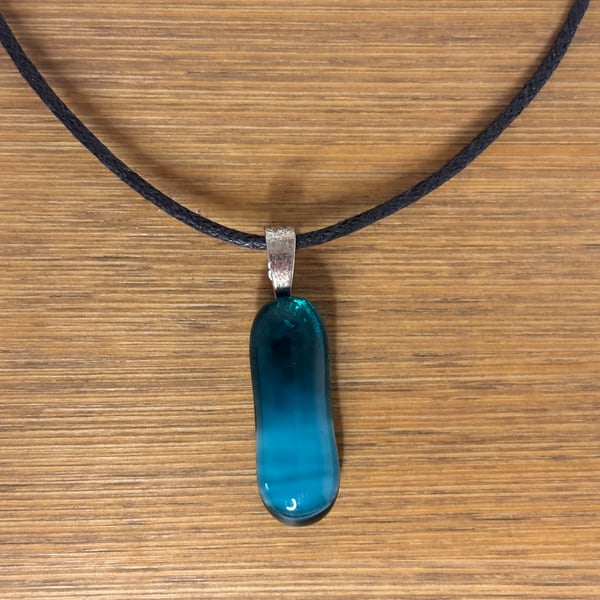 Fused Glass Sea Green and Blue Pendant