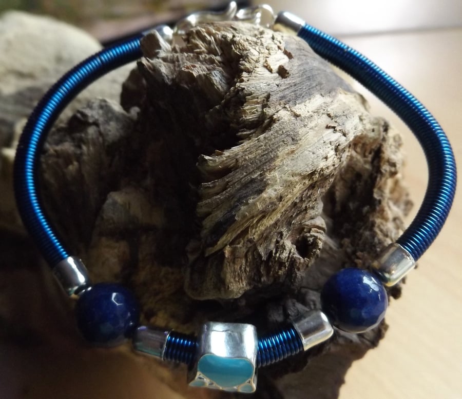 Blue Gizmo coiled bracelet