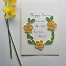 Quilled Easter Card with Yellow Flowers and Bible Verse Size 6" x 4" 