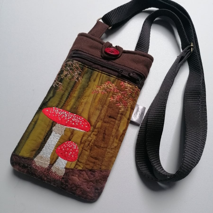 Fly Agaric Toadstool Embroidered Crossbody phone bag