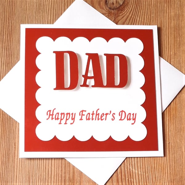 Father's Day Card Red and White Square 