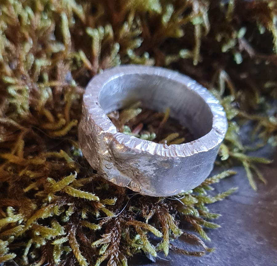 Silver Ring with Deep Reticulation