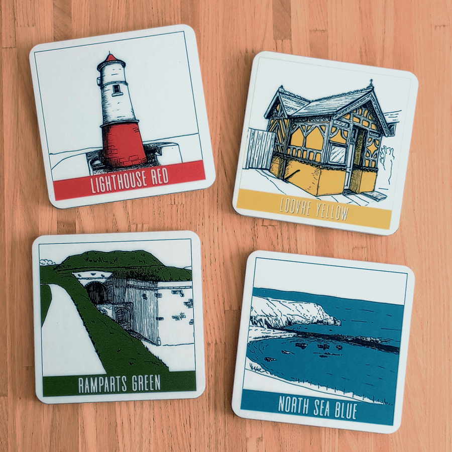 Landmarks of Berwick-upon-Tweed - Mix & Match Set of x4 Eco Wooden Coasters