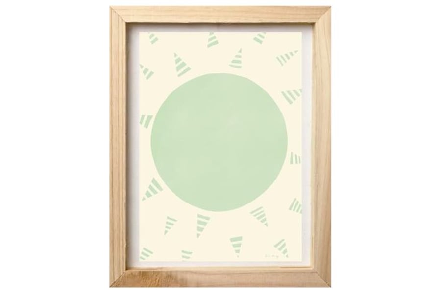 Pastel mint green A4 digital nursery art print - Sun Rays Illustration