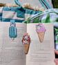 Holographic Cat Ice Cream Magnetic Bookmark, Summer Whimsical Page Marker