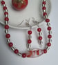 Handcrafted Red and Silver-tone Beaded Jewellery Set