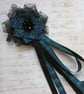 Black Watch Tartan Ruffle Black Lace Regency Ribbons Hair or Bonnet Clip - Image 2
