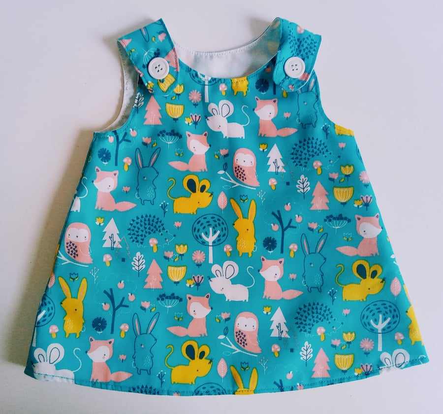 Dress, 3-6 months, Summer dress, A Line dress, pinafore dress, woodland creature