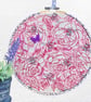 Roses & Bees Embroidery Hooped Decoration 20cm (8") ready to hang