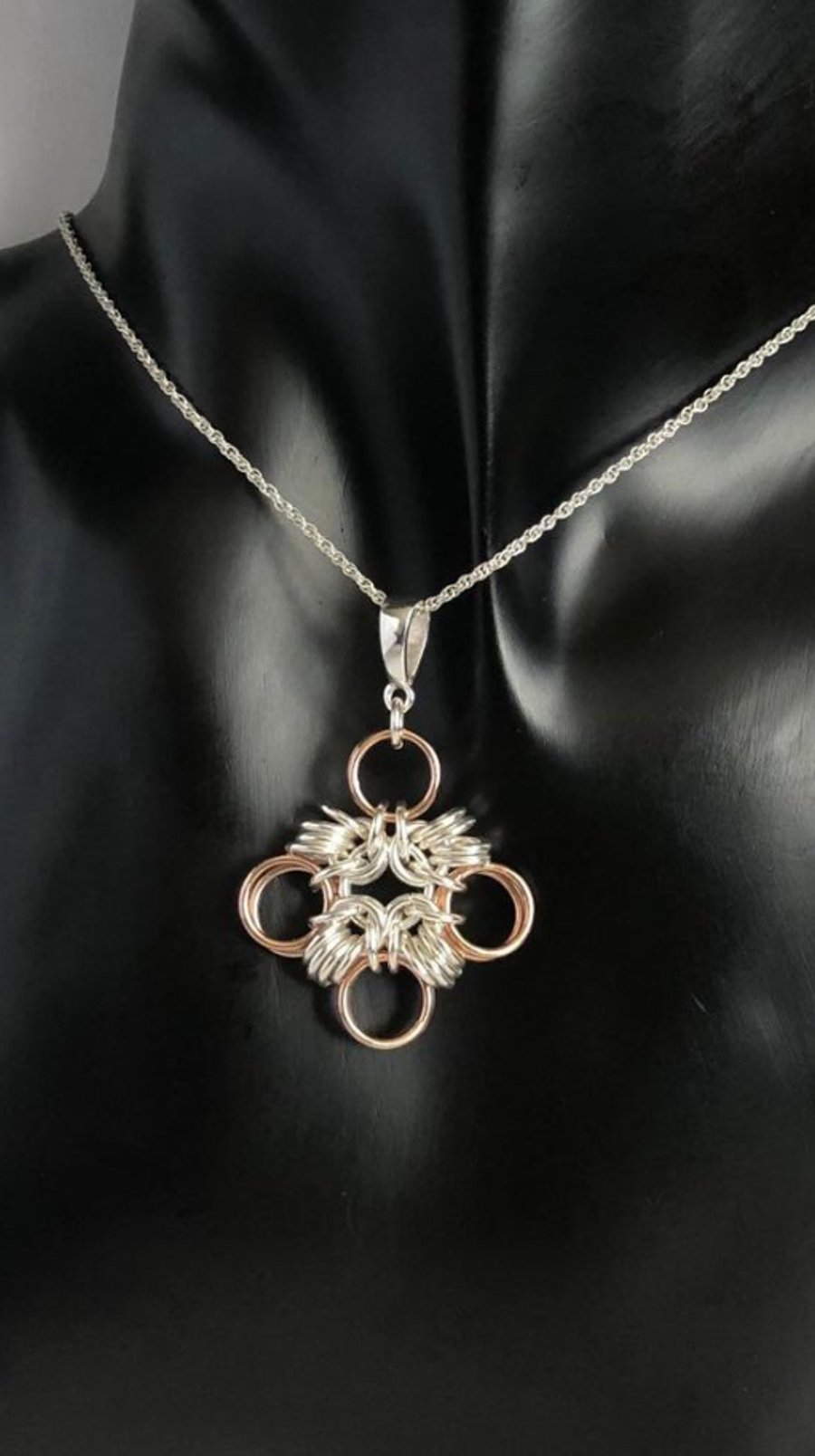 Rose Gold Two Tone Chainmaille Pendant