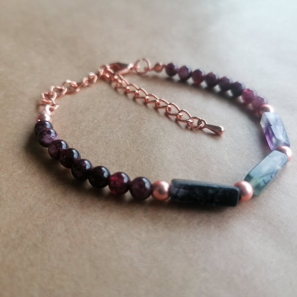 Fluorite three bar bracelet 