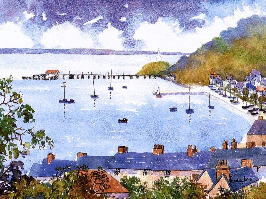View Over Mumbles, South Wales - Watercolour Print in 9 x 7 '' Mount