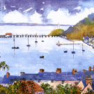 View Over Mumbles, South Wales - Watercolour Print in 9 x 7 '' Mount