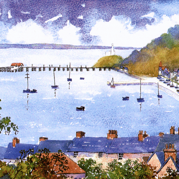 View Over Mumbles, South Wales - Watercolour Print in 9 x 7 '' Mount