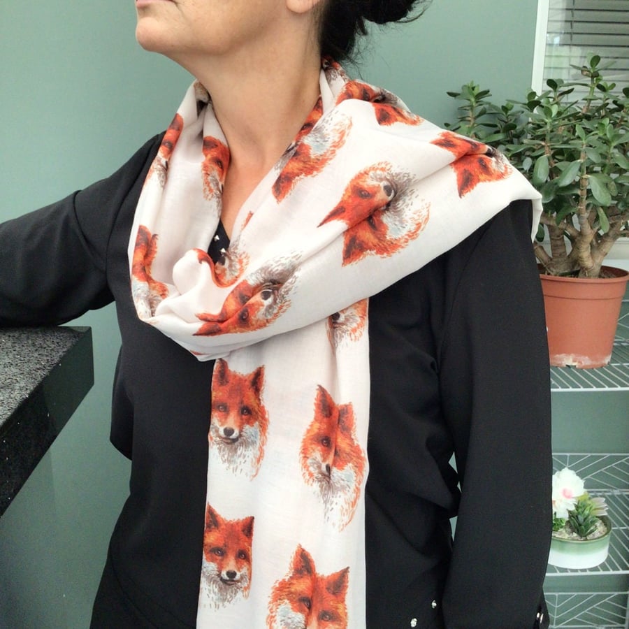 Fox print scarf - fox gifts - wildlife gift - Fox scarf