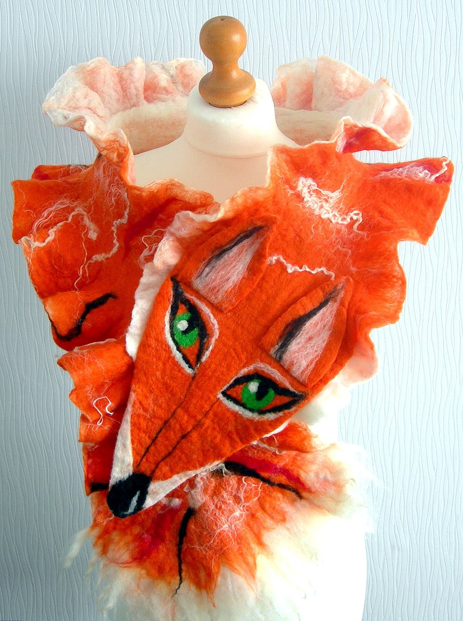 Hand Felted, Wool felted soft ART SCARF Folksy