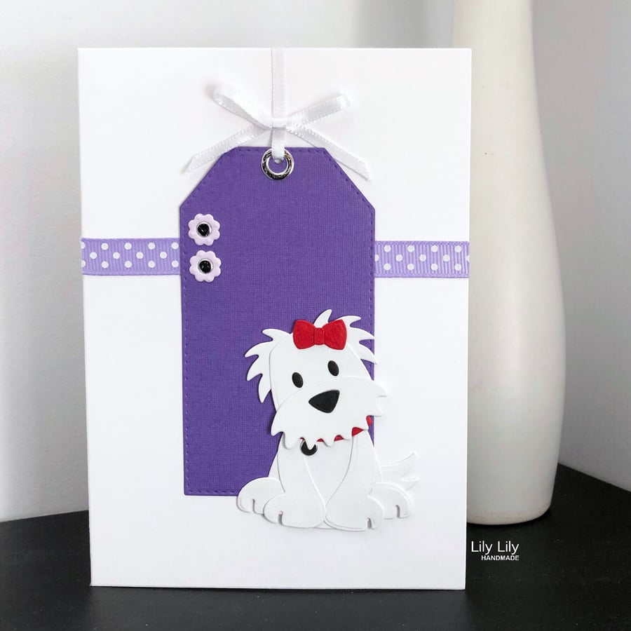 Cute Maltese Dog card, for all occasions, by Lily Lily Handmade 