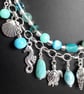 Silver Plated Beaded Sea Charm Double Layer Necklace - Image 4