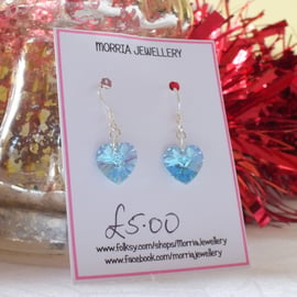 Crystal Heart Earrings with Special Finish