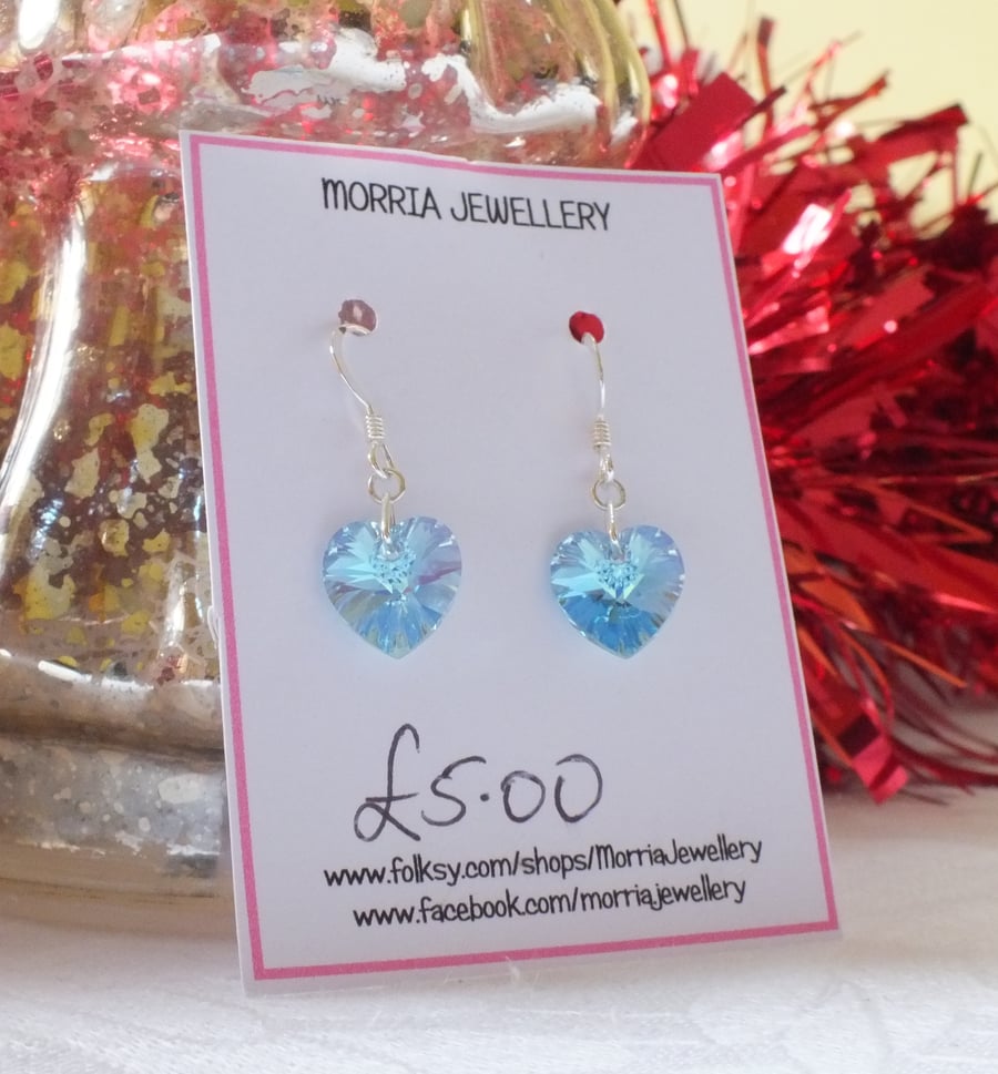Crystal Heart Earrings with Special Finish