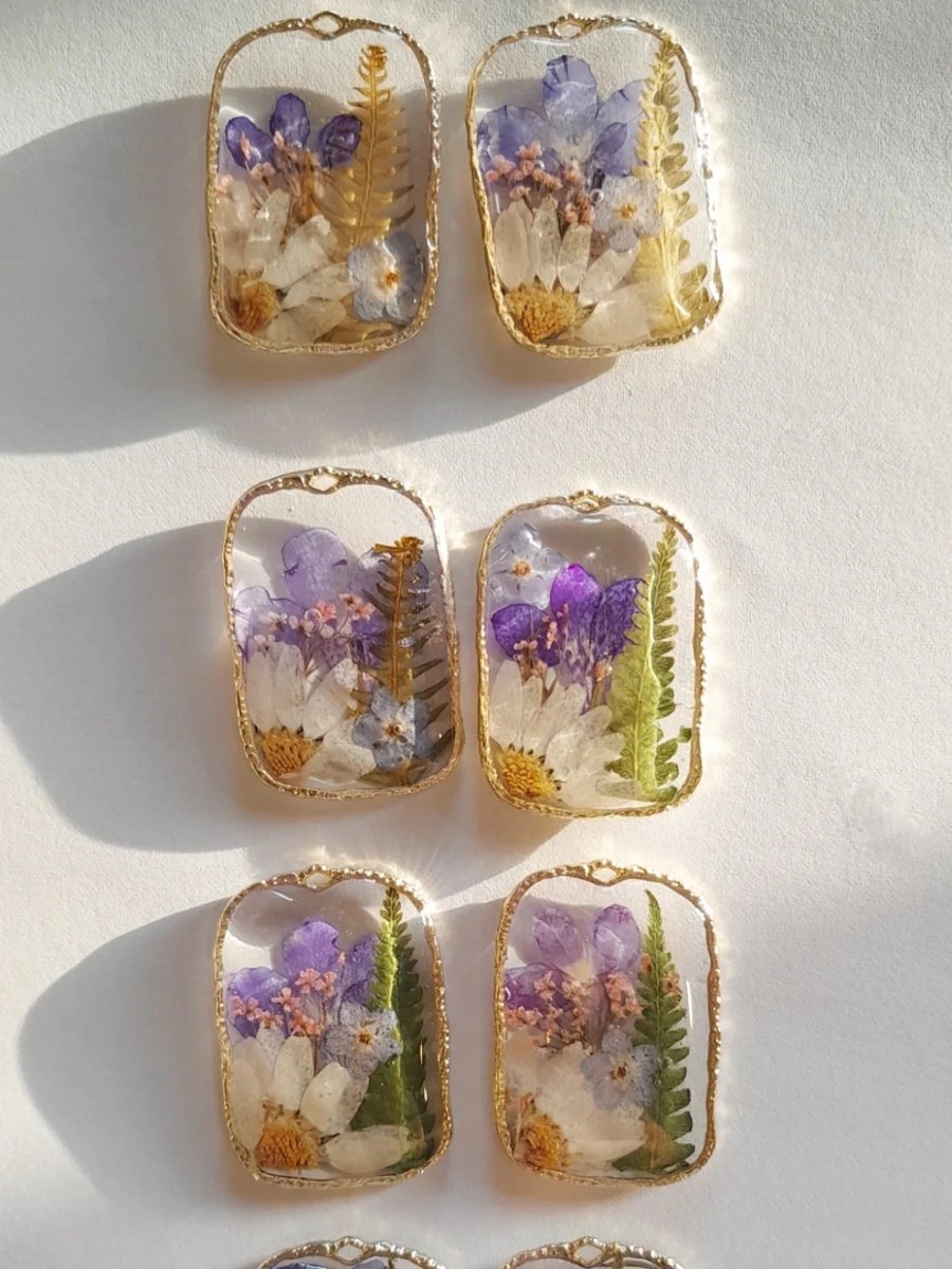 Real Flower Pendant Necklace Resin 