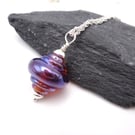 metallic purple lampwork glass pendant necklace