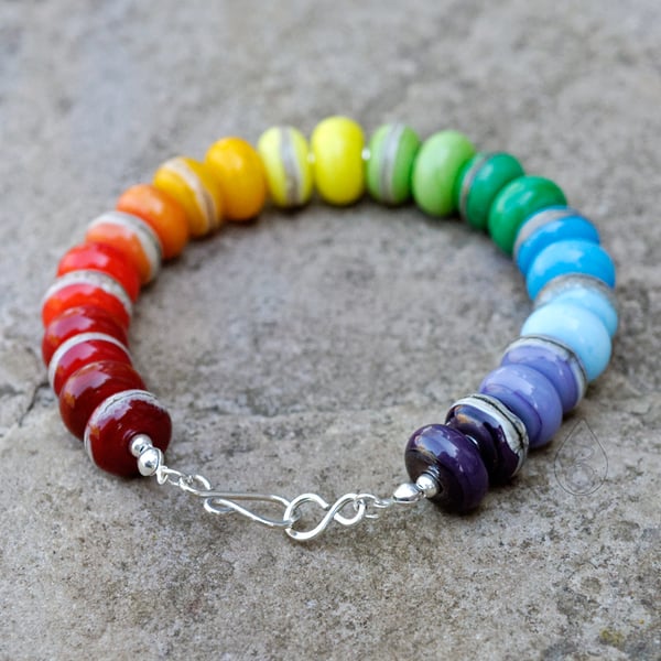 Rainbow Handmade Lampwork Glass Bracelet