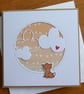 Fox With Clouds and Hearts Blank Card