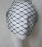 French Navy Vintage Waffle Weave 1940's - 1950's Style Soft Birdcage Veil - Image 3