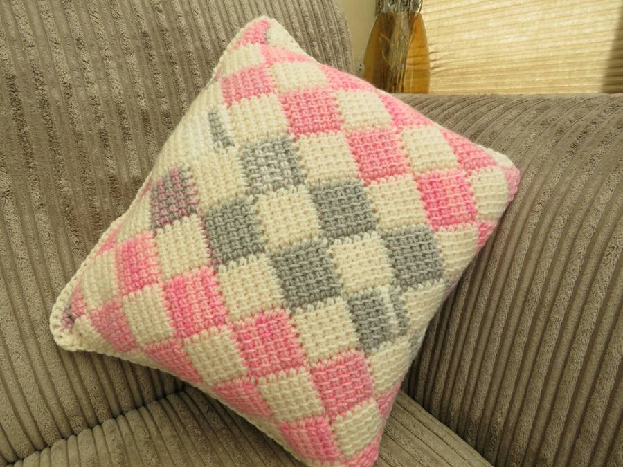 Pink. Grey and Cream scatter cushion