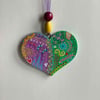 Colourful Hand painted wooden heart
