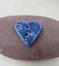 Medium Ice Blue Brocade Texture Heart Shaped Ceramic Button - Image 1