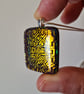 Sparkly gold patterned fused glass pendant - Image 3