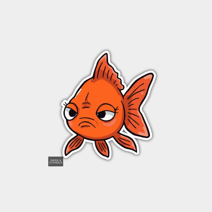 Funny Novelty Vinyl Sticker - Unimpressed Fish