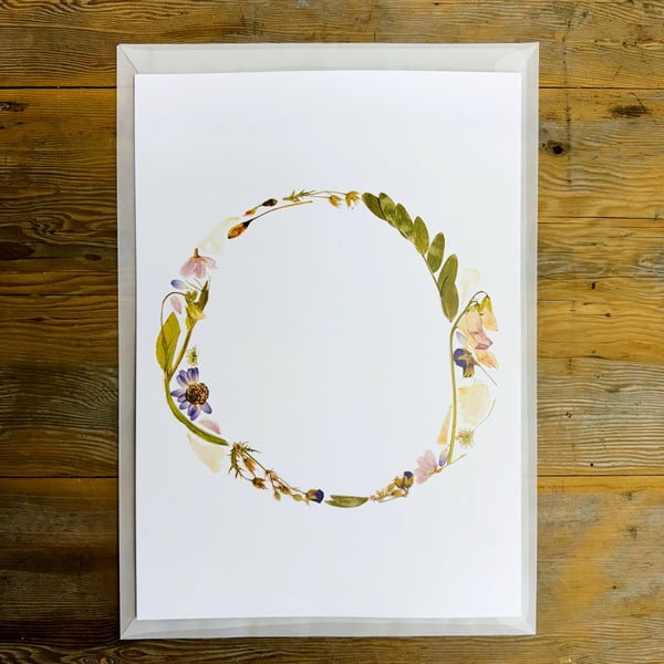Letter O - pressed flower art print