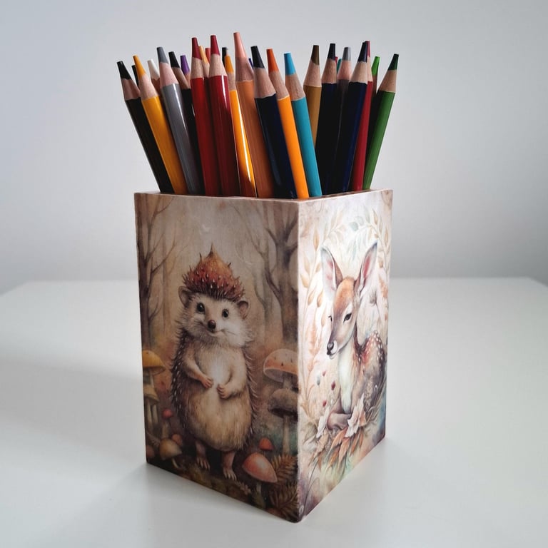 Holder with Forest Friends, Tidy Desk Pot, Stationery Organiser