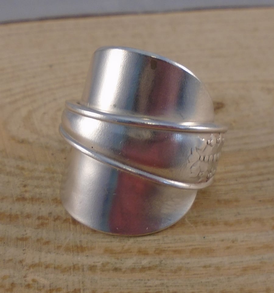 Upcycled Silver Plated Tulip Wrap Spoon Ring SPR072002