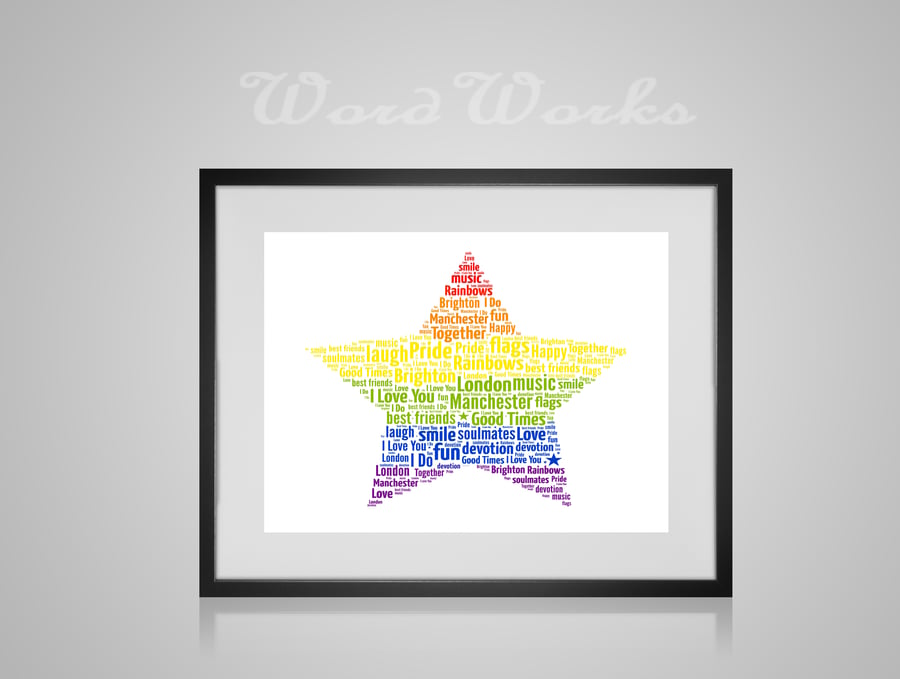 Personalised Pride Rainbow Star Gay Lesbian LGBT Same Sex Word Art Design