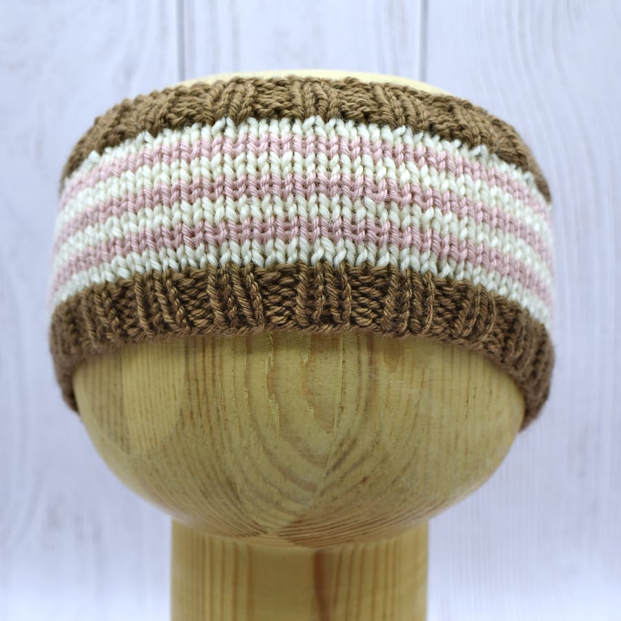 Hand Knitted Baby Headband – Cashmere & Merino – 6–12 Months