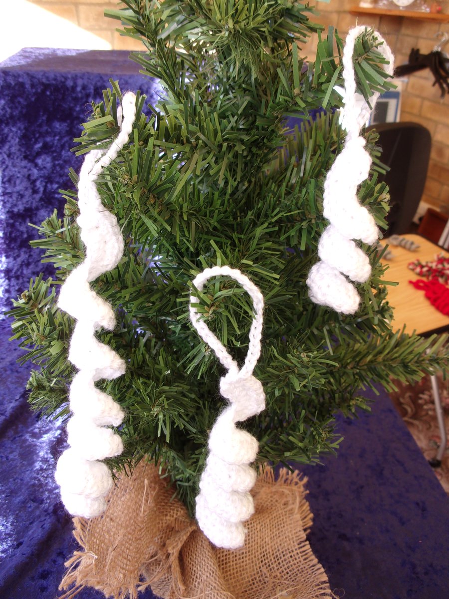 Set of Three Crocheted Spiral Decorations