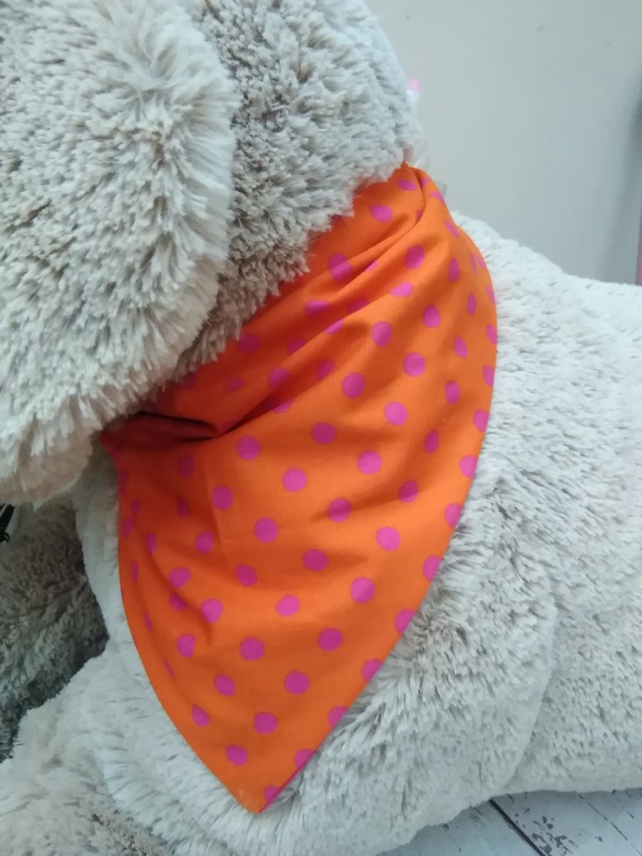 Small dog Bandana snap fastens Orange and Pink