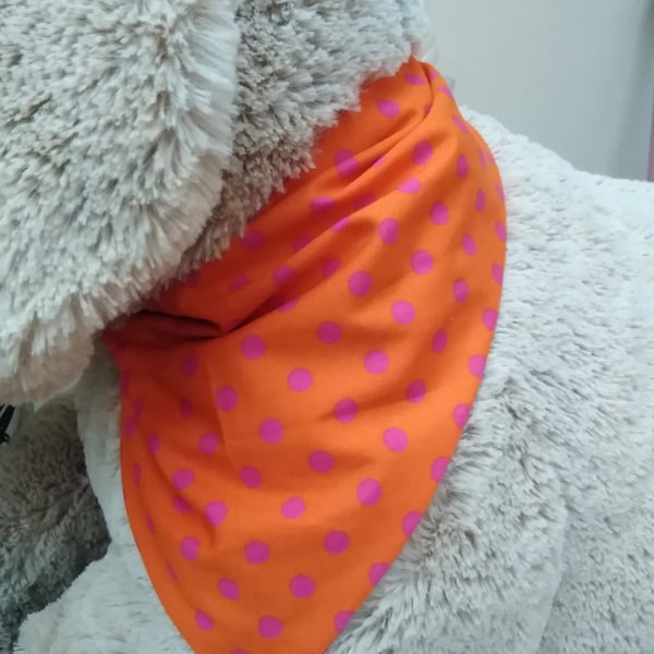 Small dog Bandana snap fastens Orange and Pink