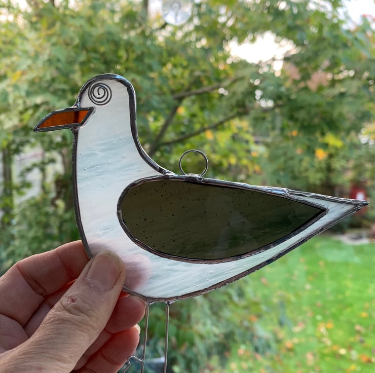 Stained Glass Seagull Suncatcher Handmade Han... Folksy