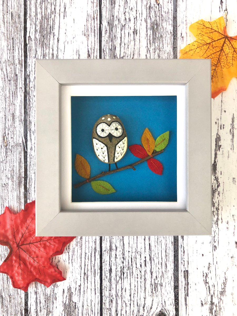 Pebble Owl Framed Picture