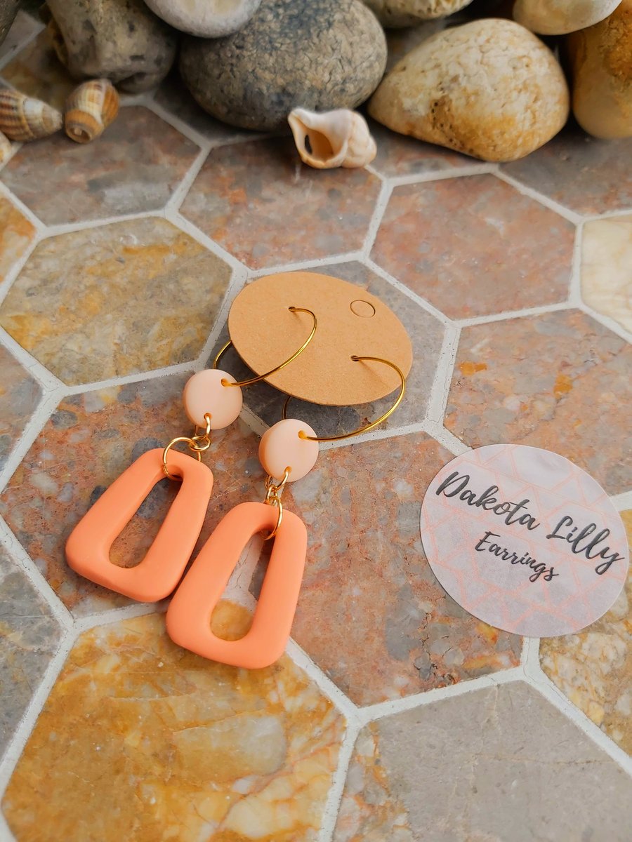 Peach polymer clay earrings
