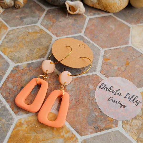 Peach polymer clay earrings