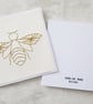 Bee Hand Embroidered Card, Bee Lovers Card, Bee Wedding Card - Image 4
